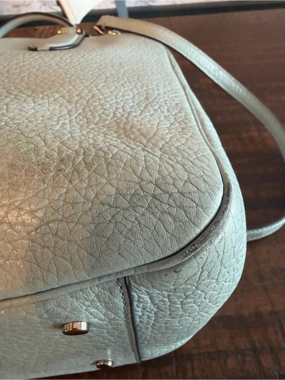 Kate Spade Light Blue Pebbled Leather Satchel with Shoulder Strap